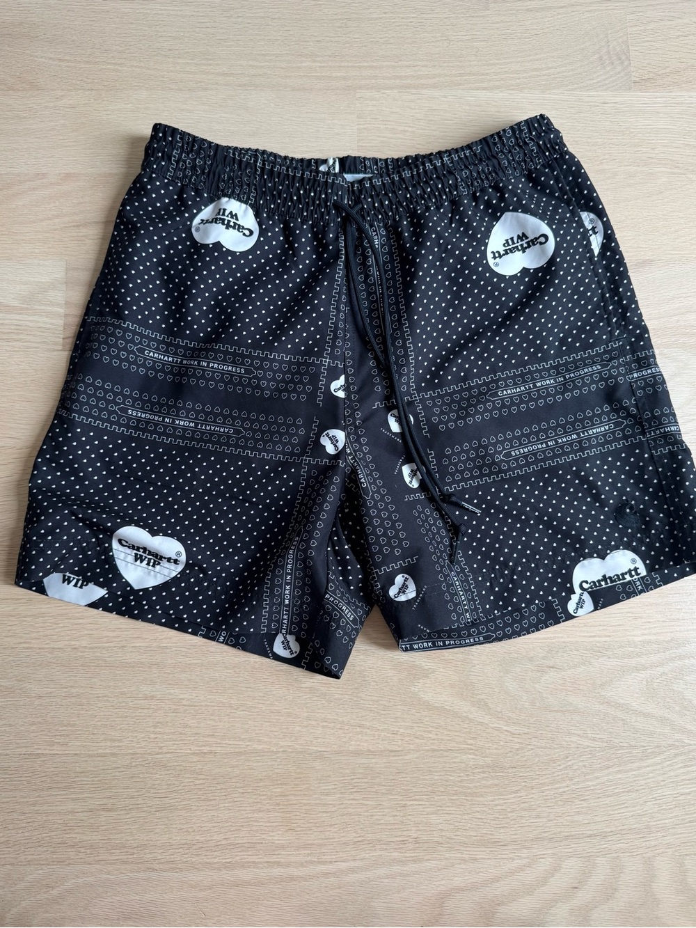 Carhartt WIP Slater Swim Trunks Heart Bandana Print Black NEW Mens S